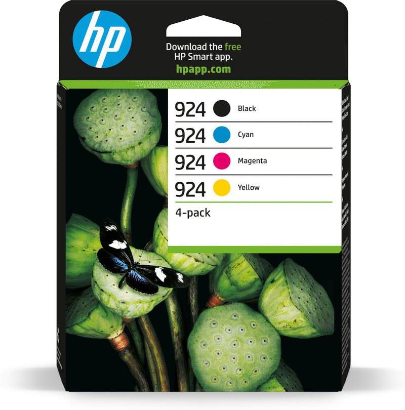 HP 924 original blækpatron, CMYK kombipakke med 4 stk.