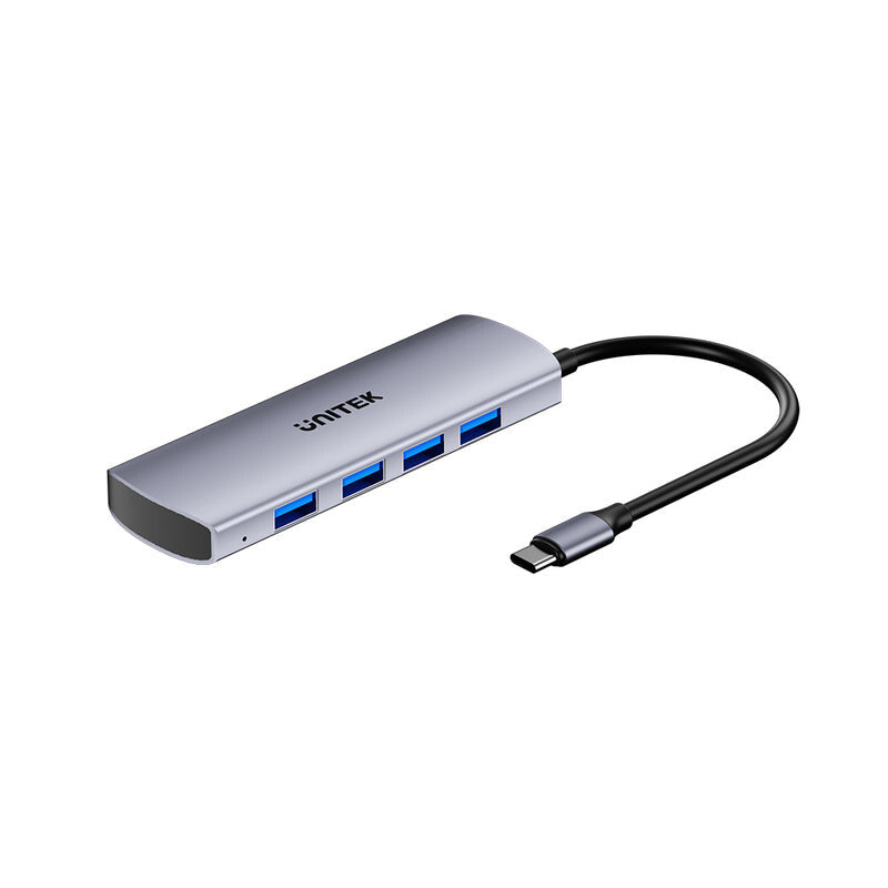 UNITEK uHUB Q4 USB 3.2 Gen 1 (3.1 Gen 1) Type-C 10000 Mbit/s Grå
