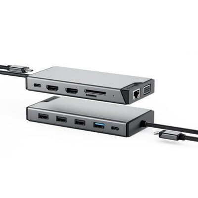 ALOGIC DUCDDV3V2 dockingstation Ledningsført USB 3.2 Gen 1 (3.1 Gen 1) Type-A + Type-C Grå