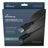 MediaRange MRCS241 USB-kabel USB 3.2 Gen 1 (3.1 Gen 1) 5 m USB A 5 Gbit/sek. Sort