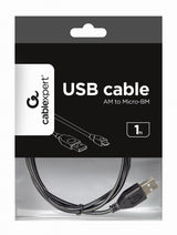 Gembird CCP-MUSB2-AMBM-1M USB-kabel USB 2.0 Micro-USB B USB A Sort