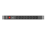 Lanberg PDU-08I-0200-C20-BK strømforsyningsenhed (PDU) 8 AC stikkontakt(er) 1U Sort