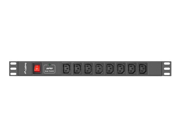 Lanberg PDU-08I-0200-C20-BK strømforsyningsenhed (PDU) 8 AC stikkontakt(er) 1U Sort