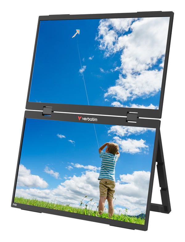 Verbatim Portable 15.6" FHD Dual Monitor Essentials Bærbar skærm Sort 39,6 cm (15.6") LCD 1920 x 1080 pixel