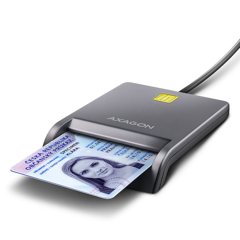 Axagon CRE-SM3T USB Smart card Flat smartcard læser Indendørs USB 2.0 Sort