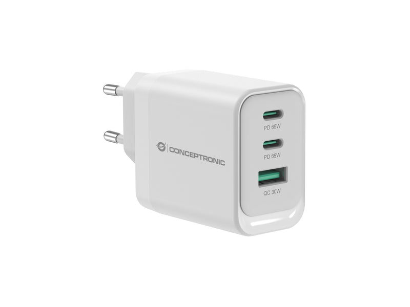Conceptronic ALTHEA21W65 oplader til mobil enhed Universel Hvid Vekselstrøm Hurtig opladning Indendørs