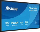 iiyama T5529AS-B1AG skilte display Kiosk design 138,7 cm (54.6") LED Wi-Fi 450 cd/m² 4K Ultra HD Sort Berøringsskærm Indbygget processer Android 24/7