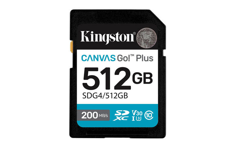 Kingston Technology Canvas Go! Plus 512 GB SDXC Canvas Go Plus Gen4 200 MB/s C10 UHS-I U3 V30