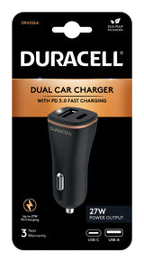 Duracell DR6026A oplader til mobil enhed Mobiltelefon Sort Cigartænder Automatisk