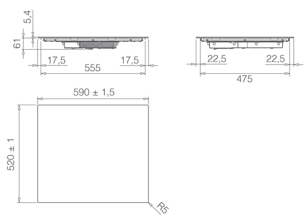 Elica Primis 604 Plus Sort Indbygget 60 cm Zone induktionskogeplade 4 zone(s)