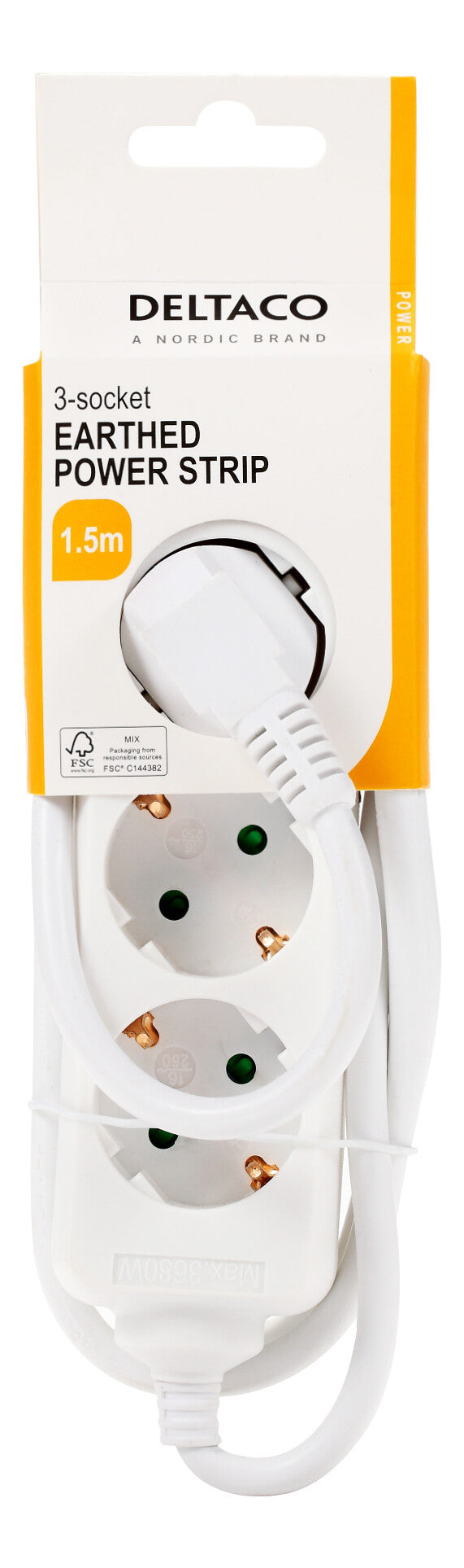 Deltaco Outlet 3xCEE 7/3 1xCEE 7/7 1.5m white
