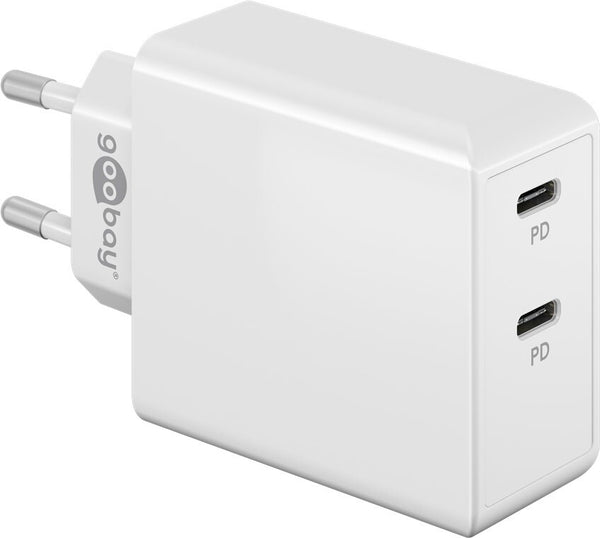 Goobay 61758 oplader til mobil enhed Digitalt kamera, Hovedtelefoner, Mobiltelefon, SmartWatch, Tablet Hvid Vekselstrøm Hurtig opladning Indendørs