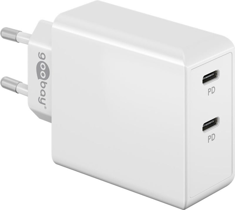 Goobay 61758 oplader til mobil enhed Digitalt kamera, Hovedtelefoner, Mobiltelefon, SmartWatch, Tablet Hvid Vekselstrøm Hurtig opladning Indendørs