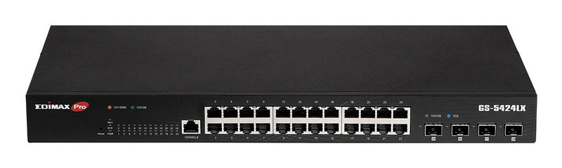 Edimax Pro GS-5424LX: 24 Port Smart Switch Administreret L2 Gigabit Ethernet (10/100/1000) 1U Sort