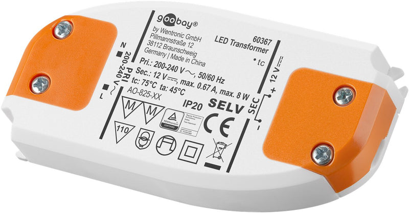 Goobay 60367 belysning transformer / strømforsyning Velegnet til indendørsbrug Elektronisk lystransformer 8 W