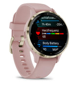 Garmin Venu 3S 3,05 cm (1.2") AMOLED 41 mm Digital 390 x 390 pixel Berøringsskærm Guld, Rose Wi-Fi GPS (satellit)