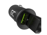 Green Cell GC CADM-GC-36AA - USB-Ladegeraet 36 W 2x USB-A schwarz Lommelygte, GPS, Hovedtelefoner, Mobiltelefon, Navigator, Andet, Bærbar højttaler, Strømbank, Smartphone, SmartWatch, Tablet, Telefon, Universel Sort Cigartænder Hurtig opladning Automatisk