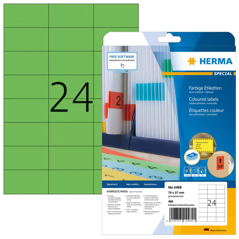 HERMA 4469 print etiket Grøn Selvklæbende printeretiket