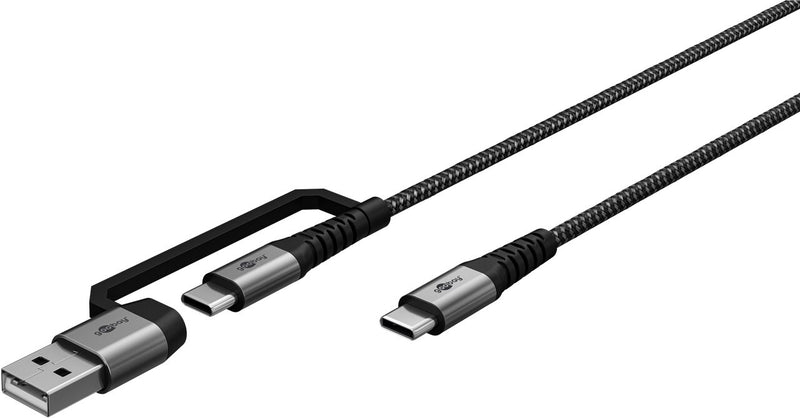 Goobay 70277 USB-kabel USB 2.0 3 m USB C 0,48 Gbit/sek. 60 W Sort, Grå