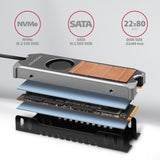Axagon CLR-M2FAN Computerkølesystem Solid-state drev, M.2 NVMe SSD Køleplade/køler 2 cm Grå 1 stk