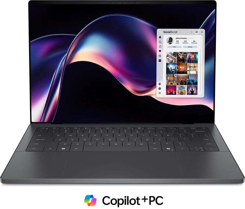 DELL XPS 14 DA14260 Copilot+ PC Intel Core Ultra X7 358H Laptop 35,6 cm (14") Berøringsskærm 2.8K 32 GB LPDDR5x-SDRAM 1 TB SSD Wi-Fi 7 (802.11be) Windows 11 Pro Grafit Nordisk