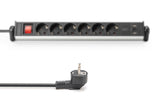 Digitus DA-70624 stikdåse 1,5 m 6 AC stikkontakt(er) Indendørs Sort, Sølv