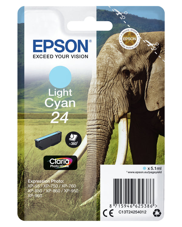 Epson Elephant C13T24254022 blækpatron 1 stk Original Lys cyan