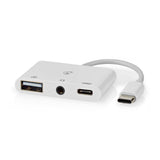 Nedis CCGB64790WT01 dockingstation Ledningsført USB 2.0 Type-C Hvid