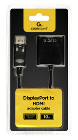 Gembird AB-DPM-HDMIF-002 videokabel adapter 0,1 m DisplayPort HDMI Sort