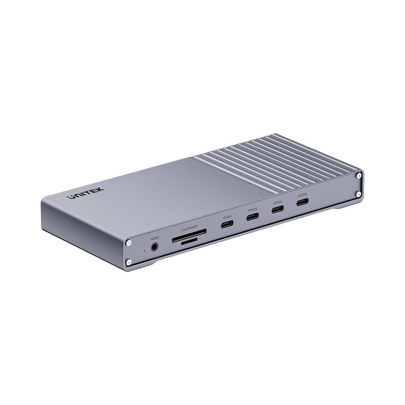 UNITEK D1117AGY01-EU dockingstation Kabel & trådløs USB4 Grå