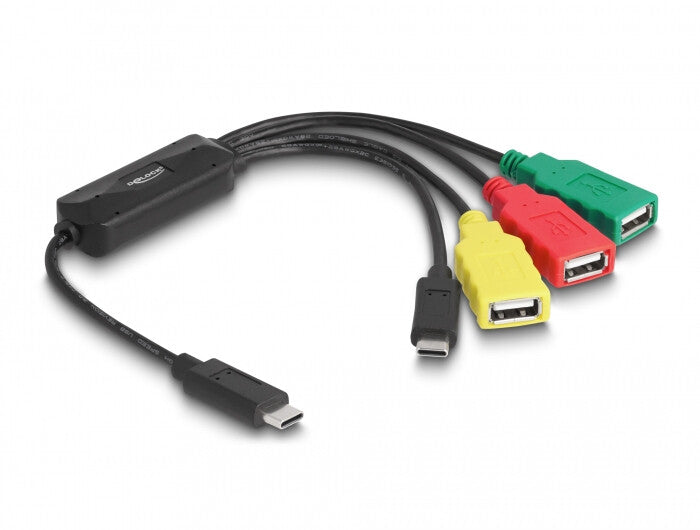 DeLOCK 64203 kabel kønsskifter USB Type-C 3 x USB-A female + 1 x USB-C Flerfarvet