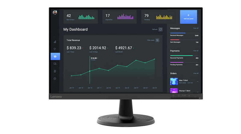 Lenovo C24-40 computerskærm 60,5 cm (23.8") 1920 x 1080 pixel Fuld HD LED Sort