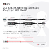 CLUB3D CAC-1405 USB-kabel USB 3.2 Gen 2 (3.1 Gen 2) 10 m USB A 5 Gbit/sek. Sort