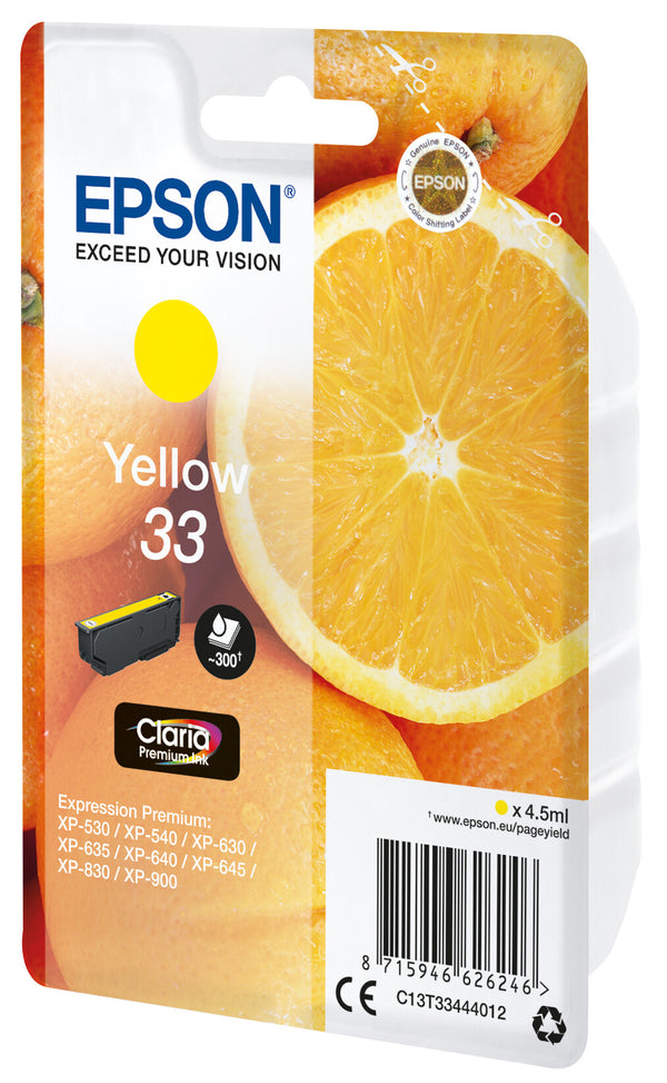 Epson Oranges 33 appelsiner Claria Premium enkeltpakke gult blæk