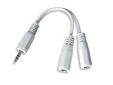 Gembird 10cm, 3.5mm/2x3.5mm, M/F lydkabel 0,1 m Hvid