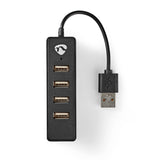 Nedis UHUBU2420BK interface hub USB 2.0 480 Mbit/s Sort