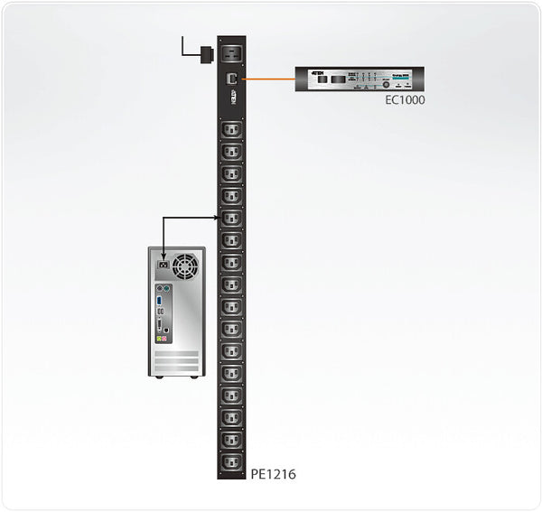 ATEN PE1216 strømforsyningsenhed (PDU) 16 AC stikkontakt(er) Sort