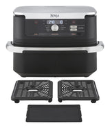 Ninja AF500EU frituregryde Dobbelt 10,4 L Enkeltstående 2470 W Varmluftsteger Sort, Rustfrit stål