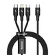 Baseus Rapid 3-in-1 USB-kabel 1,5 m USB A USB C/Micro USB A/Lightning 0,48 Gbit/sek. 20 W Sort