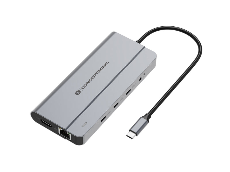 Conceptronic DONN34G dockingstation Ledningsført USB 3.2 Gen 2 (3.1 Gen 2) Type-C Grå