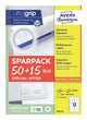 Avery 4781-65 selvklæbende etiket Rektandel Permanent Hvid 780 stk