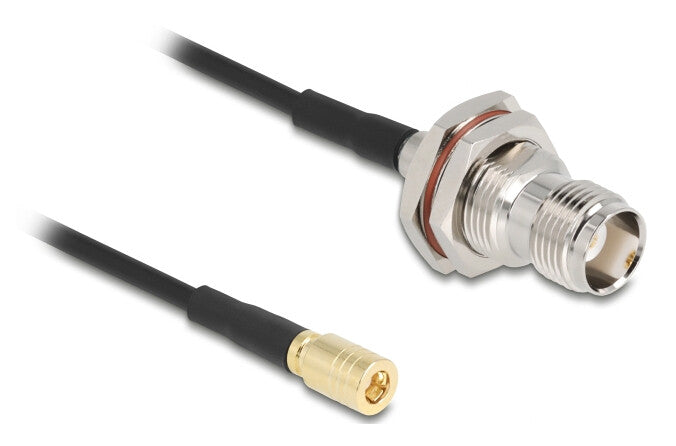 DeLOCK 90724 koaxial kabel RG-174 0,2 m TNC SMB Sort, Guld, Sølv