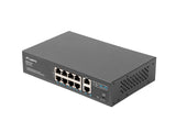 Lanberg RSFE-8P-2GE-120 netværksswitch Ikke administreret Gigabit Ethernet (10/100/1000) Strøm over Ethernet (PoE) 1U Sort