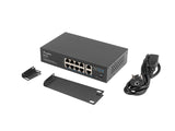 Lanberg RSFE-8P-2GE-120 netværksswitch Ikke administreret Gigabit Ethernet (10/100/1000) Strøm over Ethernet (PoE) 1U Sort