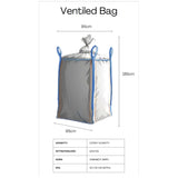 Extralink BIG BAG VENTILED 95X95X185CM 1200KG Z LEJEM 1680 L 1 stk Hvid