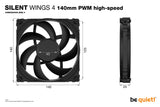be quiet! SILENT WINGS 4 | 140mm PWM high-speed Computerkabinet Ventilator 14 cm Sort 1 stk