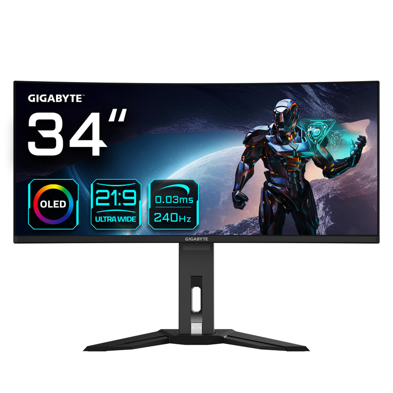 GIGABYTE MO34WQC2 computerskærm 86,4 cm (34") 3440 x 1440 pixel Wide Quad HD OLED Sort