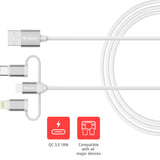 Verbatim 32394 USB-kabel USB 2.0 1 m USB A 2 x USB C/Micro USB-B/Lightning 0,48 Gbit/sek. 18 W Hvid