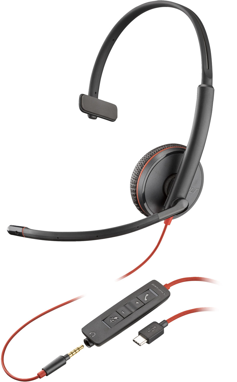 HP Poly Blackwire C3215-monoheadset + opbevaringsetui (bulk)