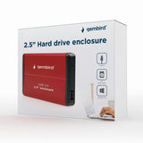 Gembird EE2-U3S-2-R drevkabinet HDD kabinet Rød 2.5"